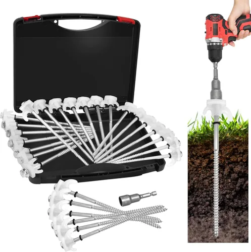 Paquete de 12 estacas de tienda de 8" con tornillo para anclajes de suelo resistentes - Estacas de tienda de camping - Estacas de tienda roscadas y