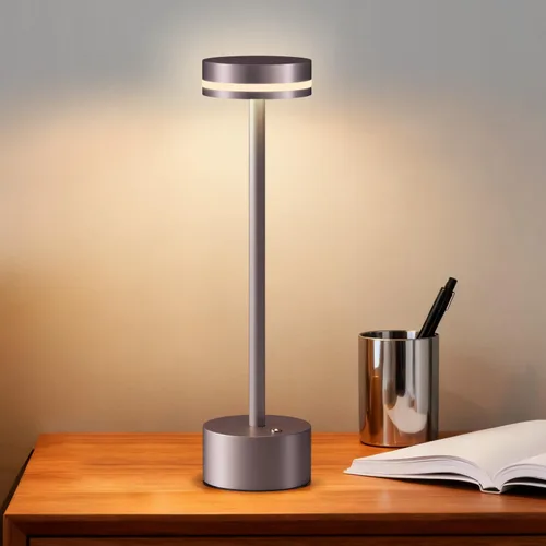 Miniatura 11 de Lámpara de mesa inalámbrica recargable dorada moderna, lámpara táctil de aluminio y batería operada de 4000mAh, lámparas de mesa LED de 3000K