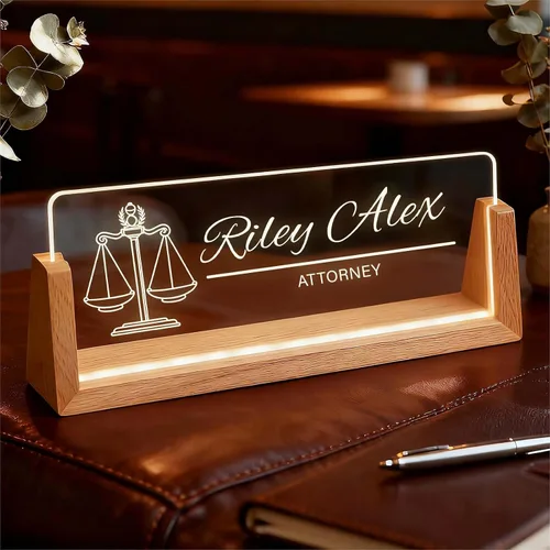 Miniatura 15 de Placa de identificación personalizada con luz para escritorio, letrero de oficina personalizado para empleados profesionales, regalos