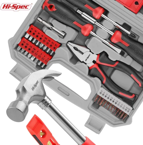 Miniatura 6 de Hi-Spec Juego de herramientas, kit de herramientas para el hogar rojo y juego de herramientas de inicio para el hogar y la oficina, caja