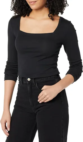 Miniatura 4 de Tienda Essentials Camiseta de manga larga ajustada con cuello cuadrado para mujer