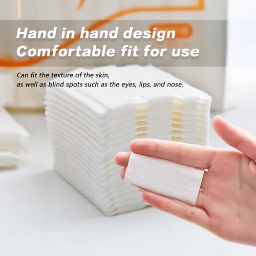 Miniatura 5 de 200 almohadillas rectangulares de algodón orgánico puro para maquillaje facial sin pelusas, almohadillas de limpieza facial cuadradas, toallitas