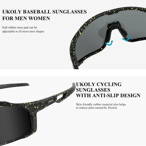 Miniatura 5 de Ukoly Gafas de sol para ciclismo, correr, béisbol, pesca y golf para hombres y mujeres, gafas de sol deportivas con lente HD UV400 de 620