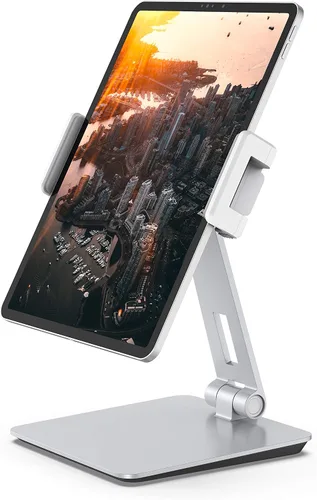 Miniatura 7 de Maxonar Soporte para iPad, soporte para tablet de aleación de aluminio resistente, giratorio de 360°, plegable, soporte de carga de aire para iPad