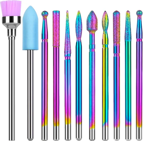 Miniatura 10 de URAQT Juego de brocas de cerámica para uñas, 10 piezas de brocas eléctricas de 3/32 pulgadas, brocas profesionales para pulir cutículas para uñas