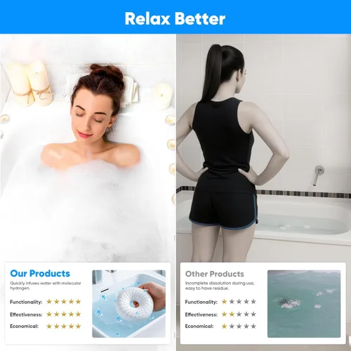 Miniatura 4 de Bombas de bola de baño de hidrógeno para aliviar los músculos y el estrés - Bombas de hidrógeno molecular H2 para spa y remojo de agua rica en Blanco