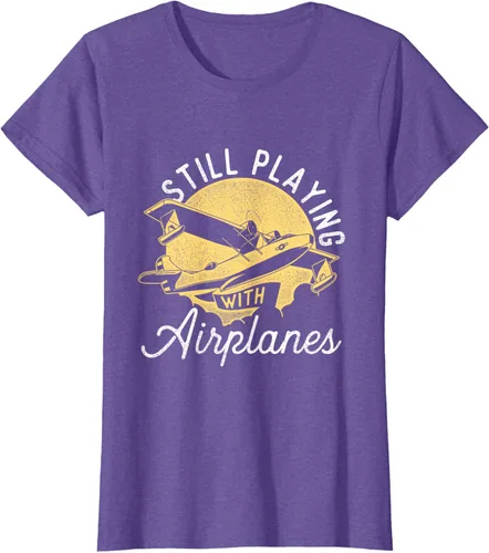 Miniatura 23 de Still Playing With Airplanes - Camiseta de control remoto RC Avión Piloto, Negro