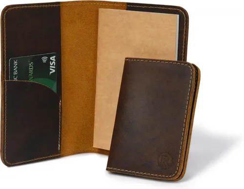 Miniatura 10 de Rustique Style Leather Journal Cover for Field Notes & Moleskine Cahier Pure Full Grain Vintage Leather Passport Wallet & Card Holder Premium