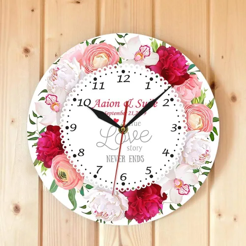 Miniatura 5 de The Geeky Days A True Love Story Never Ends Nombre personalizado Fecha de matrimonio Reloj de pared de cuarzo silencioso moderno Reloj de pared