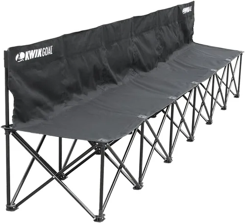 Kwik Goal 6-Seat Kwik Bench, Black, Steel Frame with Woven Fabric Seats, 16" H x 108" W