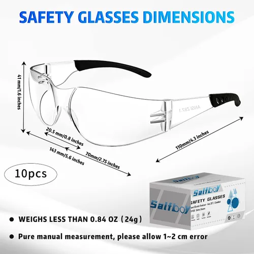 Miniatura 2 de Salfboy Ansi Z87.1 Ansi Ansi Z87.1 - Anteojos de seguridad transparentes resistentes a los arañazos y a los impactos