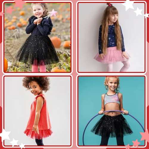 Miniatura 6 de Geyoga 3 piezas de falda esponjosa de Halloween para danza, falda tutú con luz LED, tutú elástico de ballet para niños, disfraz de fiesta