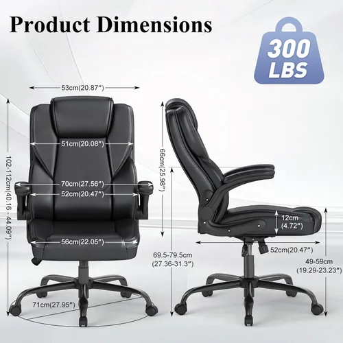 Miniatura 3 de AnyGod Silla de oficina ejecutiva, cómodas sillas ergonómicas de escritorio para computadora con reposabrazos abatibles, soporte lumbar, respaldo