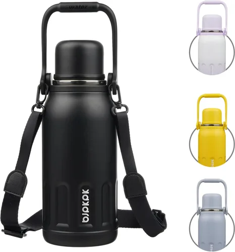 Miniatura 8 de BJPKPK - Botellas de agua termoaisladas de 27 onzas con tapa y asa de transporte, botellas de agua de acero inoxidable libres de BPA para la Verde