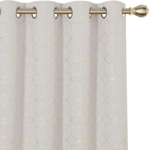 Miniatura 10 de Deconovo Cortinas Opacas, Aislamiento Térmico y Reducción de Ruido, Estampado de Lámina de Diamante – Ojales en la Parte Superior, 2 Paneles, Azul