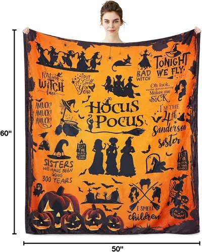 Miniatura 8 de Metawu Manta de bruja de Halloween para mujer, manta de franela de vellón para sofá, cama, silla, decoración de Halloween, manta de 50 x 60 pulgadas