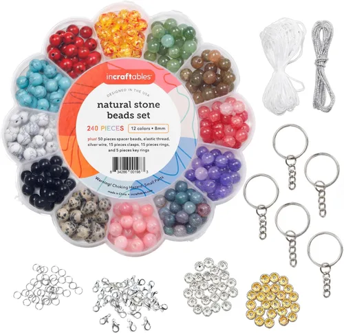 Miniatura 12 de Incraftables 1000 cuentas de chip de cristal para fabricación de joyas, 24 colores surtidos de piedras preciosas (0.23 a 0.39 pulgadas), cuentas