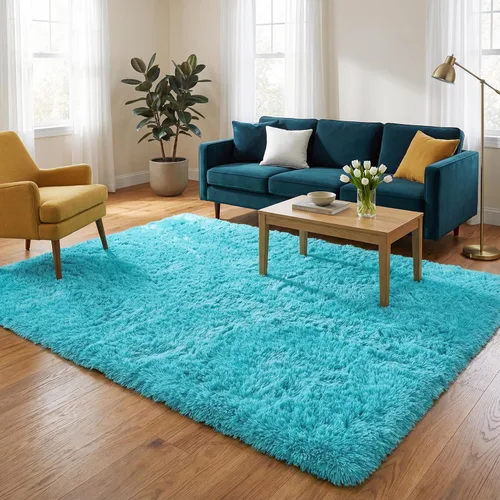 Miniatura 49 de Merelax Alfombra Moderna Suave y Esponjosa Shaggy para Dormitorio Sala de Estar Decoración de Sillas Pequeñas Alfombras Tapetes para Pies Piso, Verde