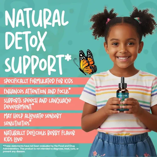 Miniatura 4 de BUCKLEBURY Desintoxicación líquida de zeolita para niños con probióticos, probióticos naturales sin azúcar con sabor a bayas para niños