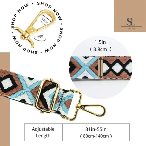 Miniatura 130 de S&loyoe Correas de repuesto para bolso, correa ajustable para bolsa cruzada, correas de guitarra anchas para bolsos de 1.5 pulgadas