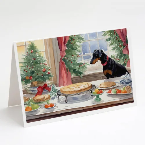 Miniatura 183 de Caroline's Treasures DAC3884GCA7P Paquete de 8 tarjetas en blanco de Navidad con galletas de husky siberiano Tarjetas de felicitación con sobres