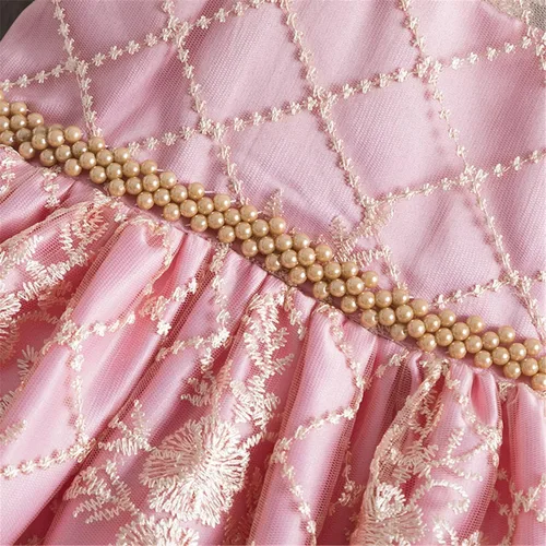 Miniatura 4 de NNJXD - Elegante vestido de princesa con cinturón de lazo de tul, de algodón y estampado de flores.