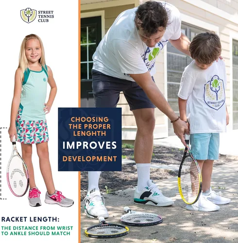 Miniatura 3 de Raqueta de tenis para niños con videos de entrenamiento – Raqueta de tenis juvenil de aluminio con mango de neopreno para niños de 5 a 12 años – Boys