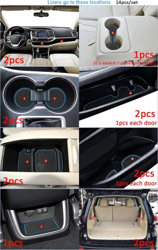 Miniatura 5 de Auovo Alfombrillas antipolvo para Toyota Highlander Accesorios 2019 2018 2017 2016 2015 2014 Alfombrillas de posavasos con inserto para portavasos