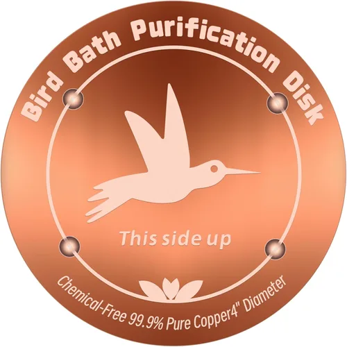 Disco de purificación para baño de pájaros de cobre puro de 4 pulgadas, de 0,6 mm de espesor, limpiador de cobre reforzado con soporte de cuatro