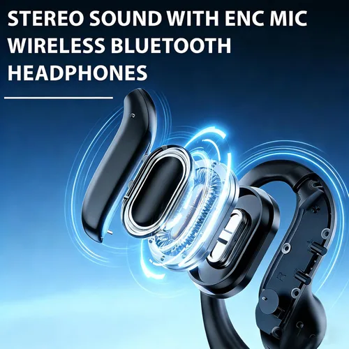 Miniatura 2 de Auriculares inalámbricos Bluetooth con ganchos, auriculares ENC con cancelación de ruido para deportes, reproducción de 60 horas de llamada clara
