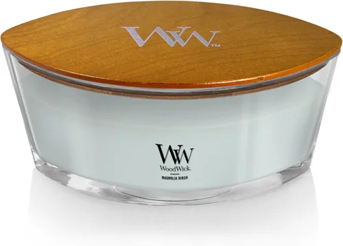 Miniatura 2 de WoodWick Magnolia Birch Velas Navideñas de Regalo para Mujeres y Hombres, Vela Elipse de 16 oz con Mecha Crepitante Abedul Magnolia