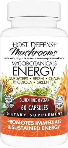 Host Defense MycoBotanicals Energy* Cápsulas - Suplemento de energía y apoyo respiratorio - Cápsulas de té verde de hierbas - Suplemento