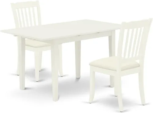 Miniatura 18 de East West Furniture NODA3-BLK-C - Juego de muebles de comedor de 3 piezas contiene una mesa rectangular de madera con hoja de mariposa y 2 sillas