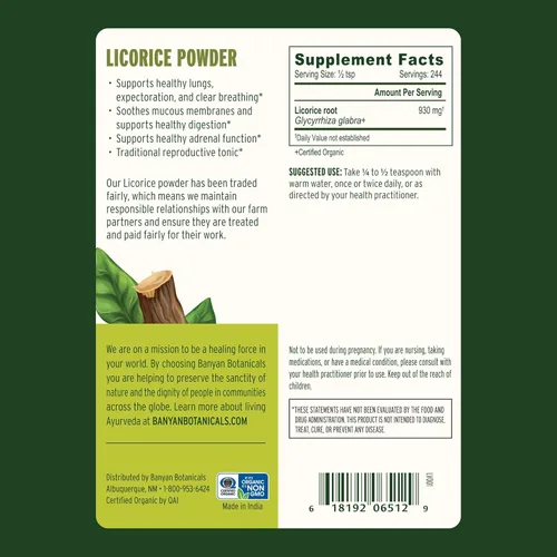 Miniatura 3 de Banyan Botanicals Polvo de regaliz – Polvo de raíz de regaliz orgánico (Glycyrrhiza Glabra) – para apoyar la digestión saludable y la función