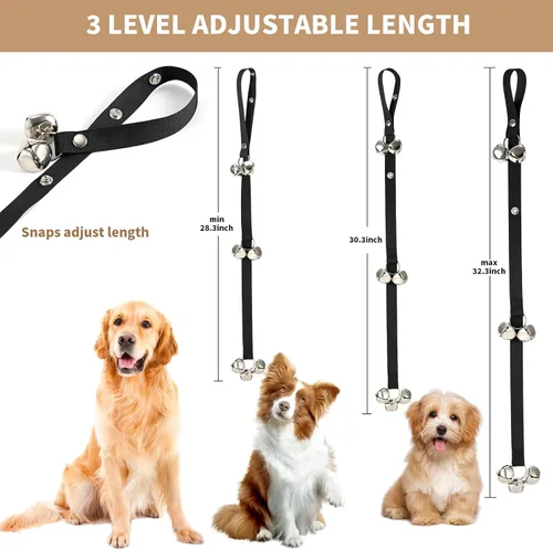 Miniatura 3 de Luckyiren Campanas de Perro Actualizadas para Puerta/Entrenamiento de Orinal/Salir al Aire Libre - Campanas para Cachorros Perros Gatito para Negro