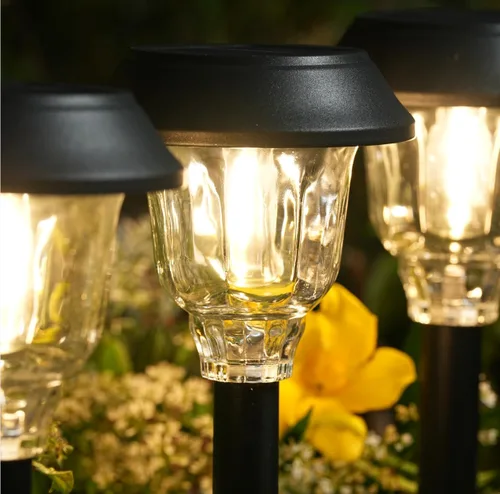 Miniatura 2 de Luces solares para exteriores impermeables, paquete de 6 unidades de luces solares de vidrio y metal para caminos, brillantes luces LED solares