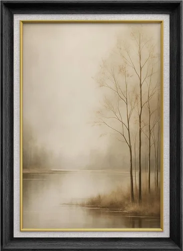 Miniatura 210 de MUDECOR Lienzo enmarcado prémium para pared, pinos nevados en bosque de invierno, ilustraciones modernas, arte contemporáneo, escénico, divertido