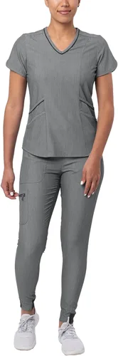 Adar Pro - Conjunto médico moderno para mujer - Camiseta médica moderna con cuello en V y pantalón médico, pantalón de yoga