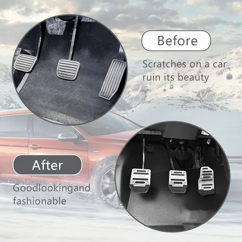 Miniatura 4 de Pack-3 Fundas Antideslizantes de Aleación de Aluminio para Pedales de Coche, Cobertura Anti-fricción para Pedal de Acelerador y Freno, Compatible