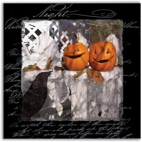 Miniatura 7 de Renditions Gallery Haunted House - Lienzo decorativo para pared de Halloween, 16 x 16 pulgadas