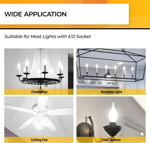 Miniatura 7 de Hizashi Bombillas LED de candelabro, E12, 40W regulables, CRI 90+, 4W, 450 lm, 5000K blanco diurno, bombillas de araña CA10, bombillas de vela