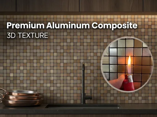 Miniatura 5 de 10 hojas de azulejos de salpicaduras para despegar y pegar, paneles de pared autoadhesivos de aluminio 3D, calcomanías de mosaico metálico