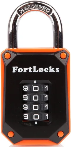 FortLocks - Candado de casillero de gimnasio de 4 dígitos, resistente, de acero inoxidable endurecido, resistente a la intemperie y para exteriores,