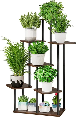 Miniatura 19 de AZERPIAN Soporte para plantas de 4 niveles para interiores, estante de flores de metal para múltiples plantas, soportes altos de esquina para flores
