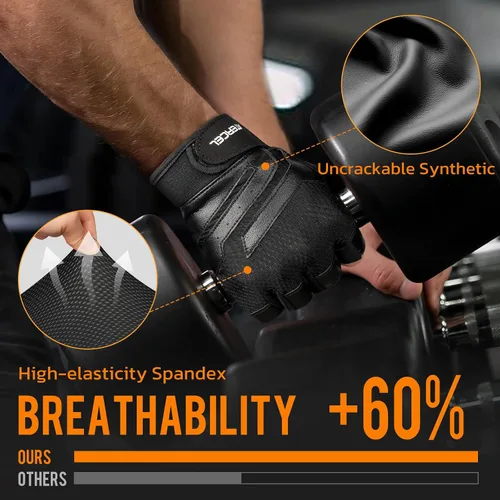 Miniatura 5 de ATERCEL Guantes de entrenamiento de gimnasio para hombres y mujeres, guantes de levantamiento de pesas con excelente agarre, guantes ligeros