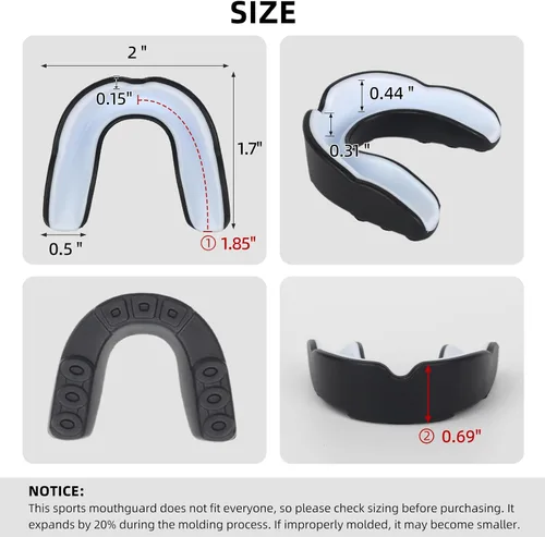 Miniatura 2 de Paquete de 6 protectores bucales deportivos, para niños y jóvenes con estuche para boxeo, artes marciales mixtas, hockey, fútbol, baloncesto, talla S