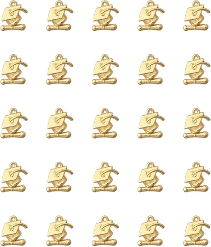 Miniatura 8 de Ruwado 30 dijes de graduación con diploma de metal, lindos colgantes de cuentas para hacer joyas, kits de collares, pulseras, llavero, aretes
