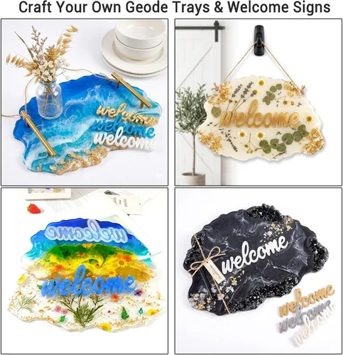 Miniatura 5 de Molde de resina de letrero de bienvenida, molde de bandeja de silicona grande para decoración de resina epoxi Create Custom Welcome Signs or