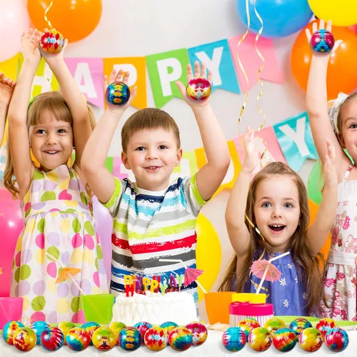 Miniatura 6 de Wettarn 120 bolas de estrés para fiesta, teñido anudado, a granel, hippie, colorido, bola de alivio de la ansiedad, juguete para el ejercicio