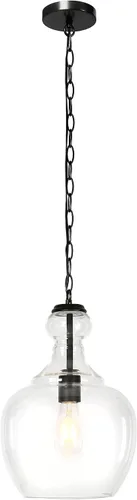 Miniatura 3 de Henn&Hart Lámpara colgante de 11 pulgadas de ancho (27.94 cm) con pantalla de vidrio en bronce ennegrecido/transparente, lámpara de techo empotrada